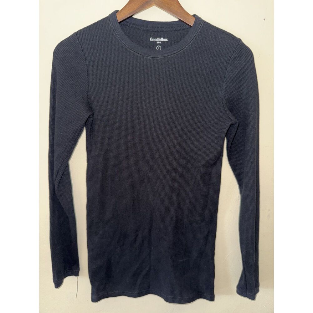 Goodfellow & Co Men's Waffle Knit Thermal Long Sleeve Shirt Black Size S